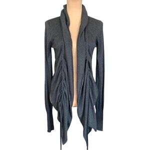 Gold Hawk Open Front Cardigan Sz.M Gray Silk Cashmere Blend Thumbhole Grunge Y2K